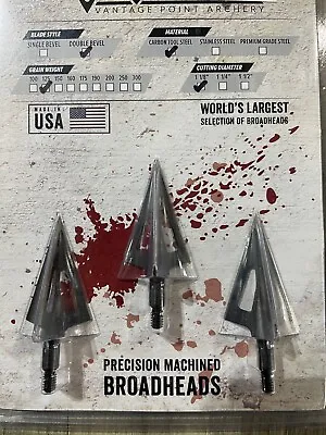 VPA 3 Blade 125 Gr Carbon 1 1/8  Double Bevel Broadhead - Pk Of 3. New • $59.99