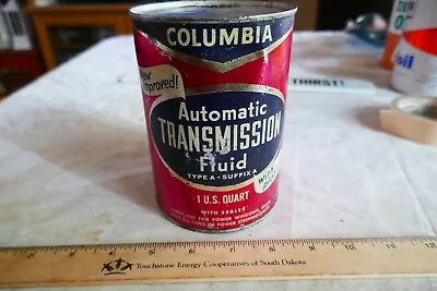 Vintage Empty Metal Quart Transmission Fluid Oil Can Columbia Lot 23-84-A • $14.99