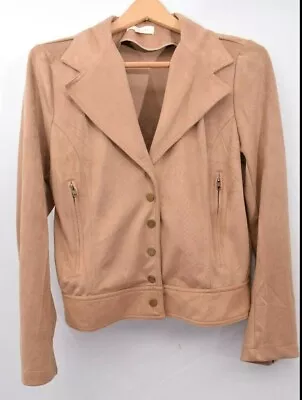 Women's Promesa Micro Suede Blazer Collared Snap Up Jacket 2 Pockets Size Med • $10