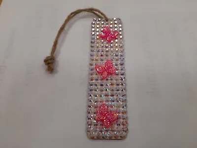 Bookmark With Lilac Diamante Rhinestones And Pink Glitter Butterflies • £5