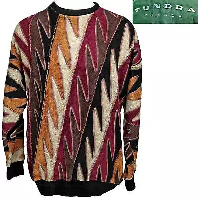 90s Mens Vintage TUNDRA Pullover Sweater Cosby Biggie Coogi Textured Knit XXL • $186.24