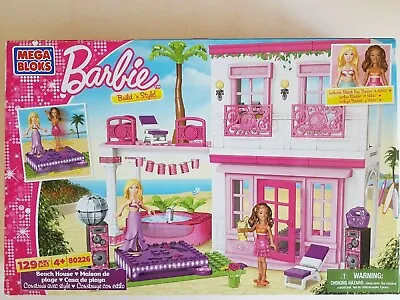 Mega Bloks Barbie Beach House 80226 Build N Style 129 Pcs Beach Fun Barbie&Nikki • $59.95