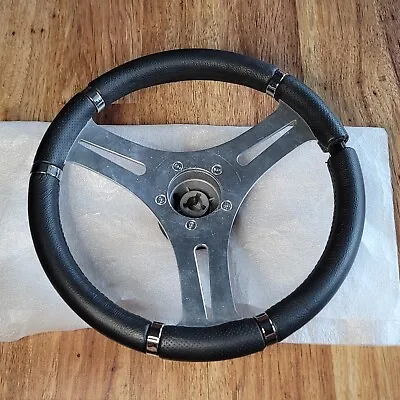 Victor Marine Steering Wheel Boat With Hub/Base Stainless And Black Vinyl • $45