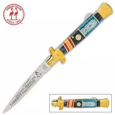 Masonic Stiletto By Kissing Crane - Beautiful Lock Back Knife - Free Mason Gift • $49.95