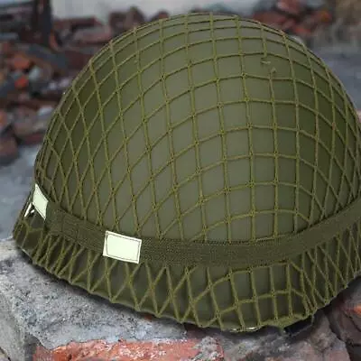 Authentic WW2 Style US Army M1 Olive Helmet With Net  Chin Strap Kit • £64.04