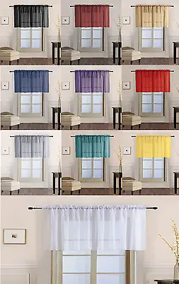 $4.68 • Buy 1PC Solid Voile Sheer Straight Window Valance Topper Waterfall Rod Pocket V16 