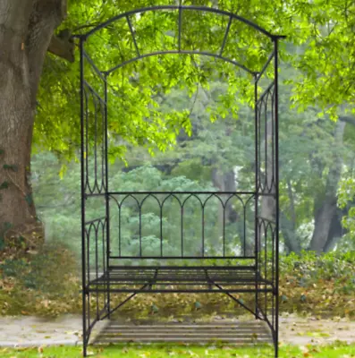 Garden Arbour Bench Outdoor Metal Pergola Arch Patio Seat Plant Roses Climbing • £79.79