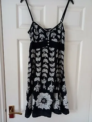 £3.49 • Buy Pretty Bay Trading Black & Cream Sequined Cotton Sun Dress Size 8