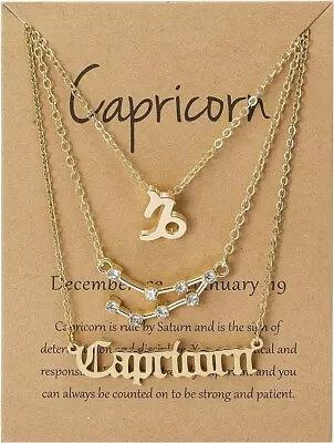 3Pcs/set Silver Plated Zodiac Sign 12 Constellation Necklace Pendant Women Chain • £3.99