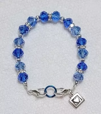 Sapphire Blue Crystal Rondelle Beads Medical Alert ID Replacement Bracelet 6.5  • $9.50