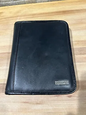 Franklin Covey Compact Black Leather 6 Ring Zippered Binder EXCELLENT • $29.99