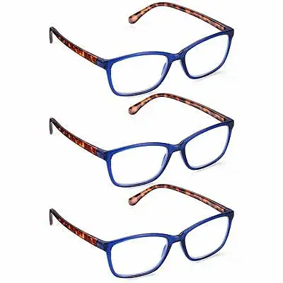 Reading Glasses For Men & Women Read Optics 3 Pack +1 To +3.5 Blue Value Pack • £14.99