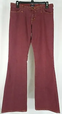 Kustom Made Von Dutch Originals Burgundy Dark Red Denim Flared Jeans Ladies 32 • $44.99