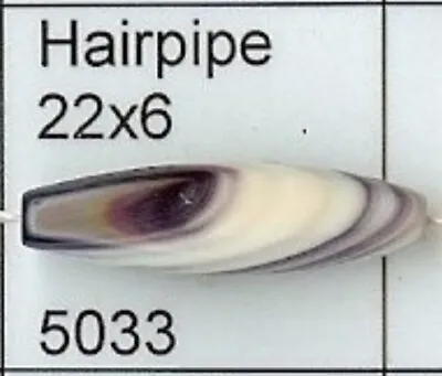5033 Hairpipe 22x6 Purple Wampum Bead Quahog • $20