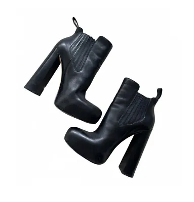 Alexander Wang RP $1400 38 AU US 8 Anabela Platform Black Ankle Boots Leather • $300