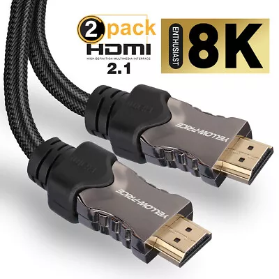 8K HDMI Cables 2.1 6FT 2-Pack 48Gbps For PS5|Xbox 360|Mac|HDTV| Projector|TV Box • $26.46