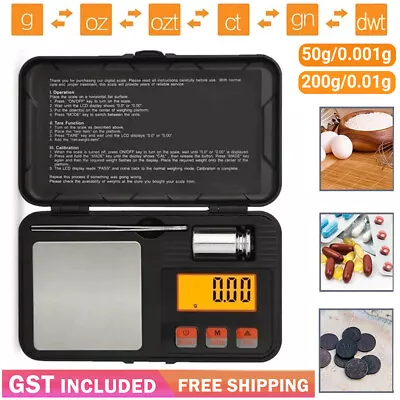 50g/0.001g 200g/0.01g Grams Mini Pocket Digital Scales Jewellery Gold Weighing • $22