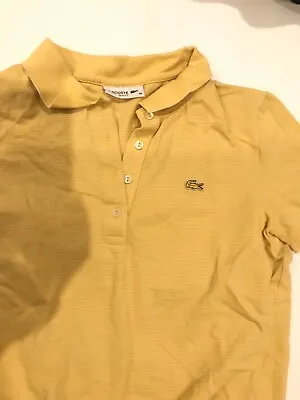 £10 • Buy Lacoste Yellow Polo Shirt Ladies Slim Fit Size UK 10-12