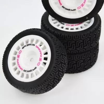 1/10 Rally Car Rubber Wheels Tires Set For Tamiya TT-01 TT-02 TT01E XV02 DF03 • £21.70