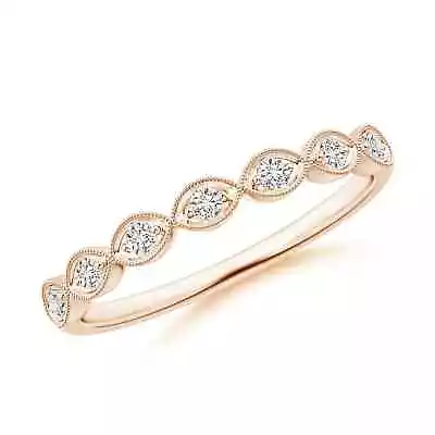 ANGARA Natural Round Diamond Milgrain Wedding Band In 14K Gold (HSI2 0.1 Ctw) • $332.10