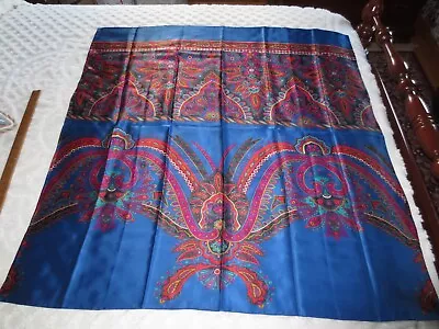 MULTICOLOR On ROYAL BLUE ARTISTIC DESIGN Ladies SCARF - 42  X 42  • $10