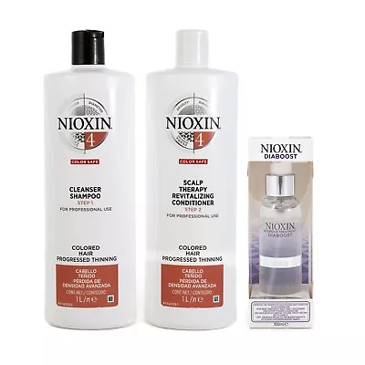Nioxin System 4 Cleanser Sham + Scalp Conditioner Litres + Diaboost 100ml TRIO   • $119.95