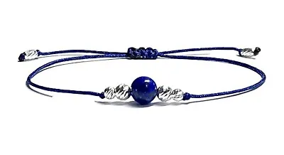 Karma Gemstones Lapis Lazuli Sterling Silver September Birthstone Bracelet • £8.50