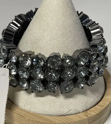 J Crew 3 Row Crystal Stretch Bracelet Costume Jewelry NWT • $17.99