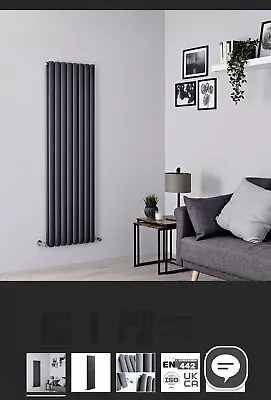 £215 • Buy Milano Aruba Anthracite Vertical Designer Radiator 1600 X 472mm  Double Panel