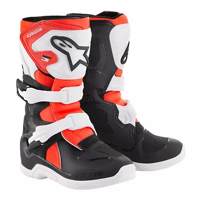 Tech 3S Youth MX Boots Black/White/Red Size Y12 Alpinestars 2014518-1231-12 • $158.99