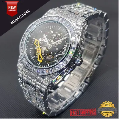 Automatic Mechanical Men's Ice Out Watch Iced Custom Bling Cz Simulated Diamond • $119.90