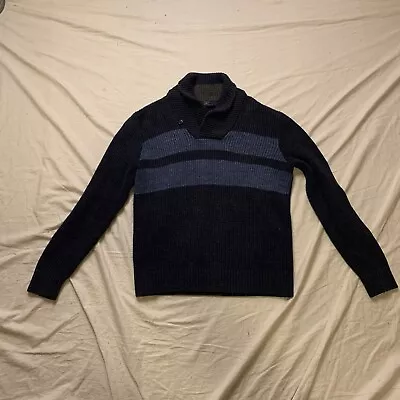 Mens Vintage Gap Shawl Collar Cotton Blend Knit Sweater Size M Blue • $14.99