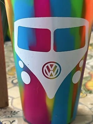 $23.50 • Buy VW Swag Tie-Dye Silicon Cup 16oz  & Colorful  Volkswagen Insulated Can Cooler
