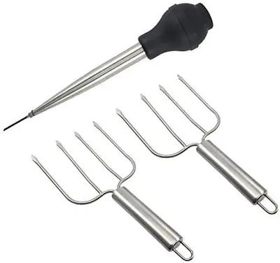 Thanksgiving Turkey Serving Set Stainless Steel Baster And Turkey Lifter Poultry • $16.21