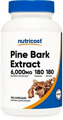 Nutricost Pine Bark Extract 6000mg 180 Capsules - Non-GMO Gluten Free • $14.95