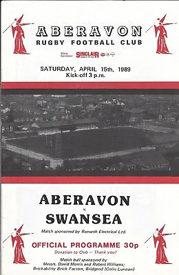 Aberavon v Swansea 15 Apr 1989 RUGBY PROGRAMME • £4.99