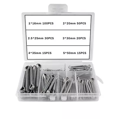 Various Sizes 304 Stainless Steel Cotter Pin Assortment Set Value Kit230 Pcs • $11.98