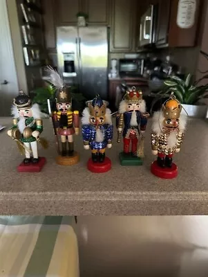 Set Of 4 Wooden Sequin Nutcracker Ornaments Plus One Wooden No Sequins • $8