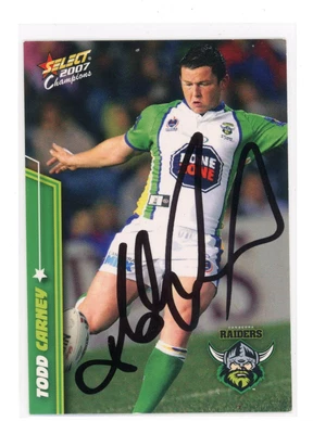 $0.99 • Buy ✺Signed✺ 2007 Select Champions Todd Carney (Raiders) Signed NRL Card