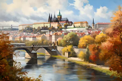 Prague Castle Classical Vintage Oil Painting Printed On Canvas Wall Art Decor • $26.70