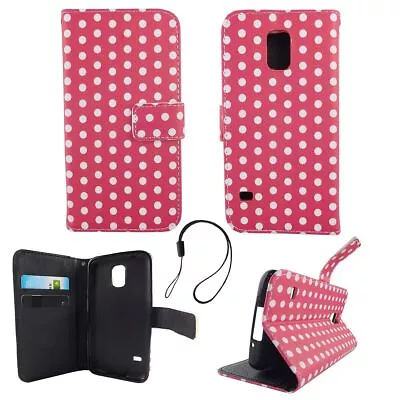 Protective Case For Samsung Galaxy S5/S5 Neo Polka Dot Pink Case Book Style • £16.50