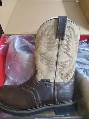 Discount Size 9 EE Justin Boots Men's SE4661 Round Steel Toe Golden Brown Boots • $110
