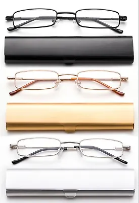 Compact Reading Glasses In Slim Aluminium Case Tube Readers Portable Readers New • $9.99