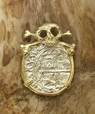 $99 • Buy ATOCHA Coin Pendant Skull GP Over 925 Sterling Sunken Treasure Shipwreck Jewelry