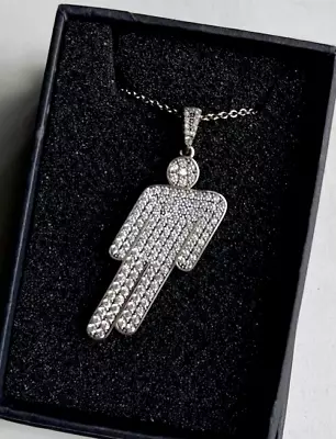 2Ct Round Lab-Created Diamond 14k White Gold Plated Billie Eilish Pendant Womens • £136.59