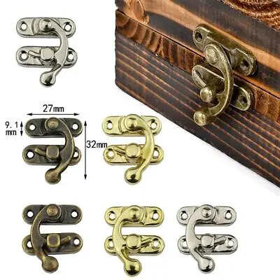 $1.44 • Buy Antique Vintage Latch Catch Jewellery Box Hasps Pad Gift Chest Lock Hooks+Hinges