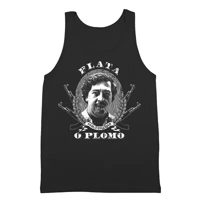 Plata O Plomo Pablo Escobar Narcos Mafia Series Cartel Godfather Black Tank Top • $24