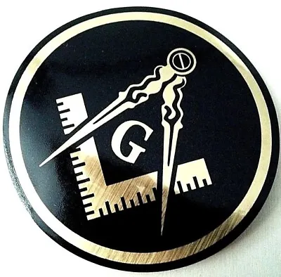 Masonic Decal Black 3.5  Logo FreeMason Car Gold Gift Laptop Freemasonry Sticker • $5.98