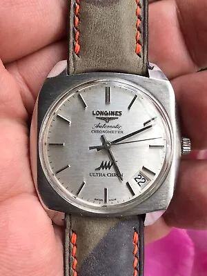 £1650 • Buy Longines Ultra Chron Chronometer St Sqr 34mm Case Slv Dial Strap N Mesh Brclt