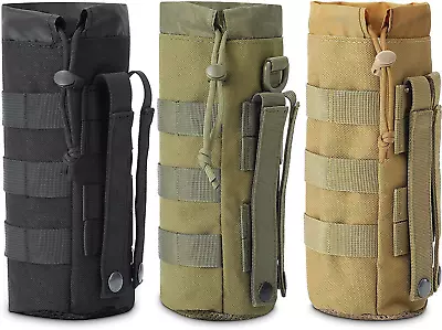 Tactical Water Bottle Pouch Molle Bottle Bag Adjustable Drawstring Bottle Holder • $9.98